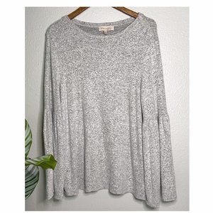 Philosophy Gray Bell Sleeve Long Sleeve Blouse